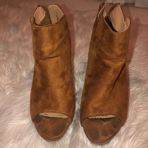 Brown suede wedges